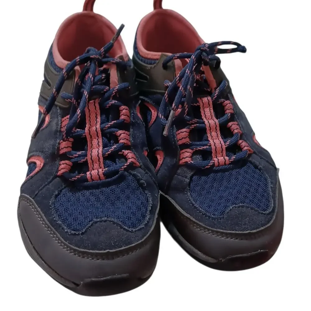 LANDS' END Cute Sneakers 6.5 Blue Pink Suede‎ Mesh Hiking Walking Comfort School